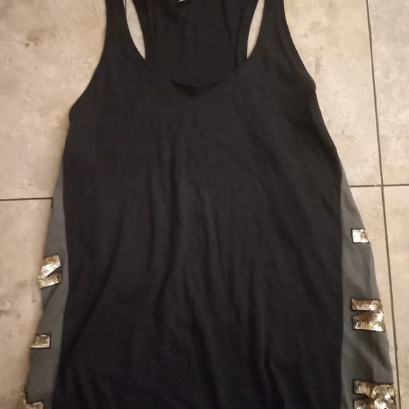 Victoria's Secret Pink black bling tank top shirt size medium - Picture 3 of 6